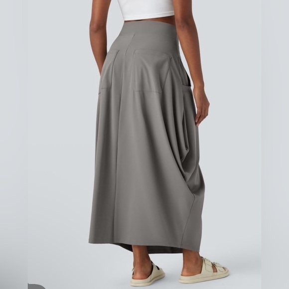 Halara Mid Rise Multiple Pockets Side Draped Maxi Casual Lantern Skirt NWT - Picture 3 of 7